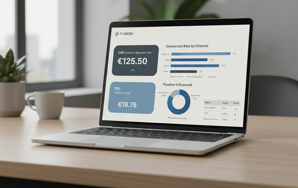 Featured image for “Dashboard in 1 ora: 7 KPI marketing-vendite che un Marketing Manager deve mostrare al CEO (con AI e automazioni)”